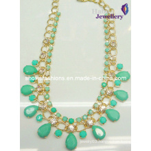 Big Color Stone & Chain with Gold Plated Fashion Necklace (XJW2122)